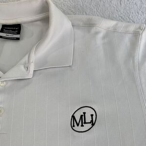 Nike Polo size XLT solid white black Logo textured shirt Dri Fit